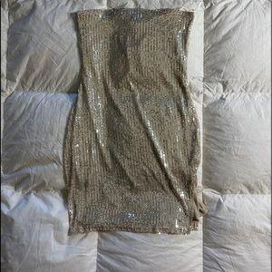 Windsor Gold Sequin Strapless Mini Dress